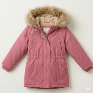 Parka rose à capuche doublée pour fille en seconde main