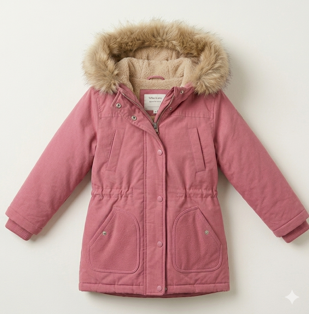 Parka à capuche doublée pour fille