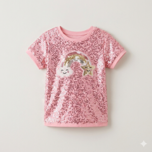 T-shirt rose à paillette